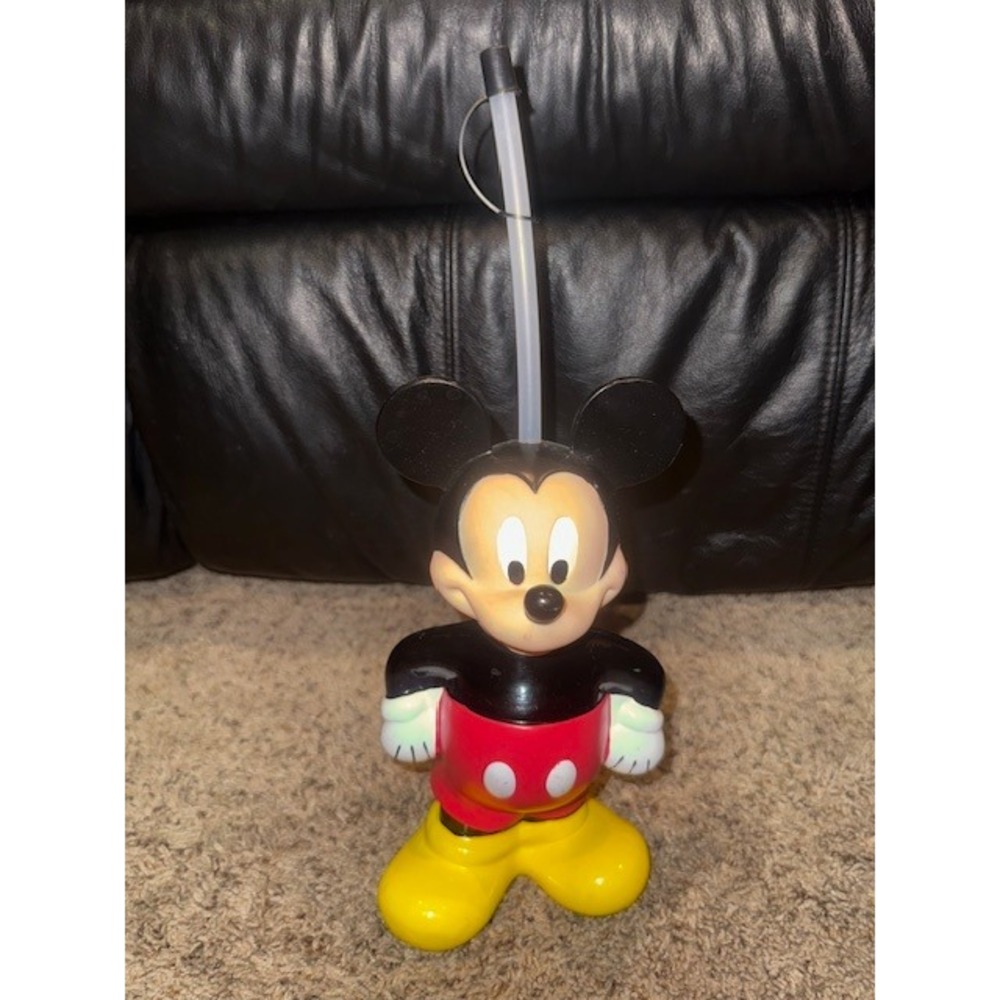Vintage Mickey Mouse Sipper Cup‎ with Straw, Disney Plastic Character Drinkware